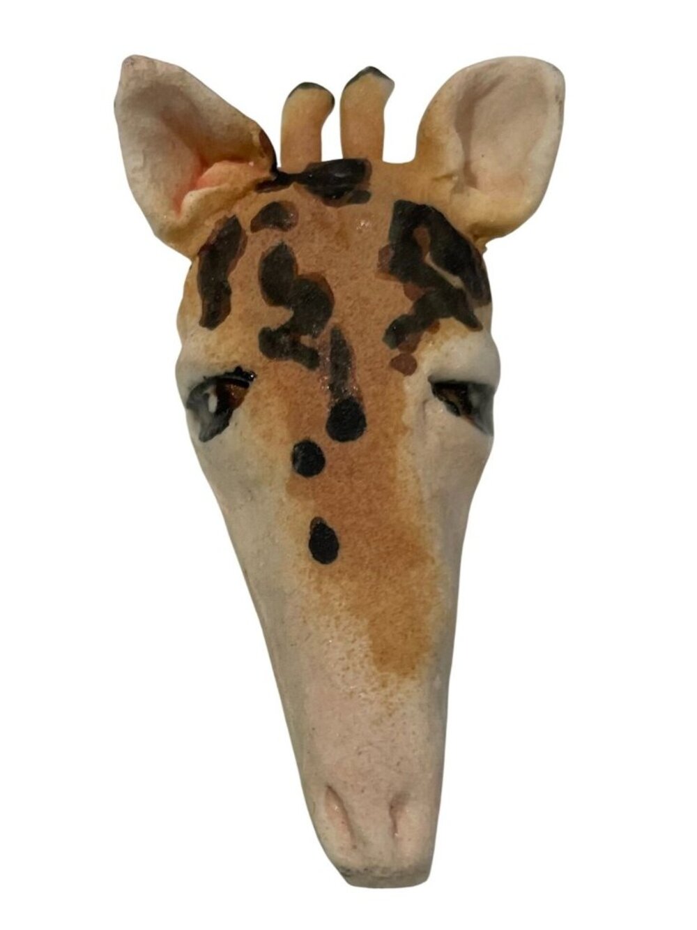 Vtg Hand Painted Giraffe Head Porcelain Bolo Tie Safari Zoo 90s Novelty Kitsch